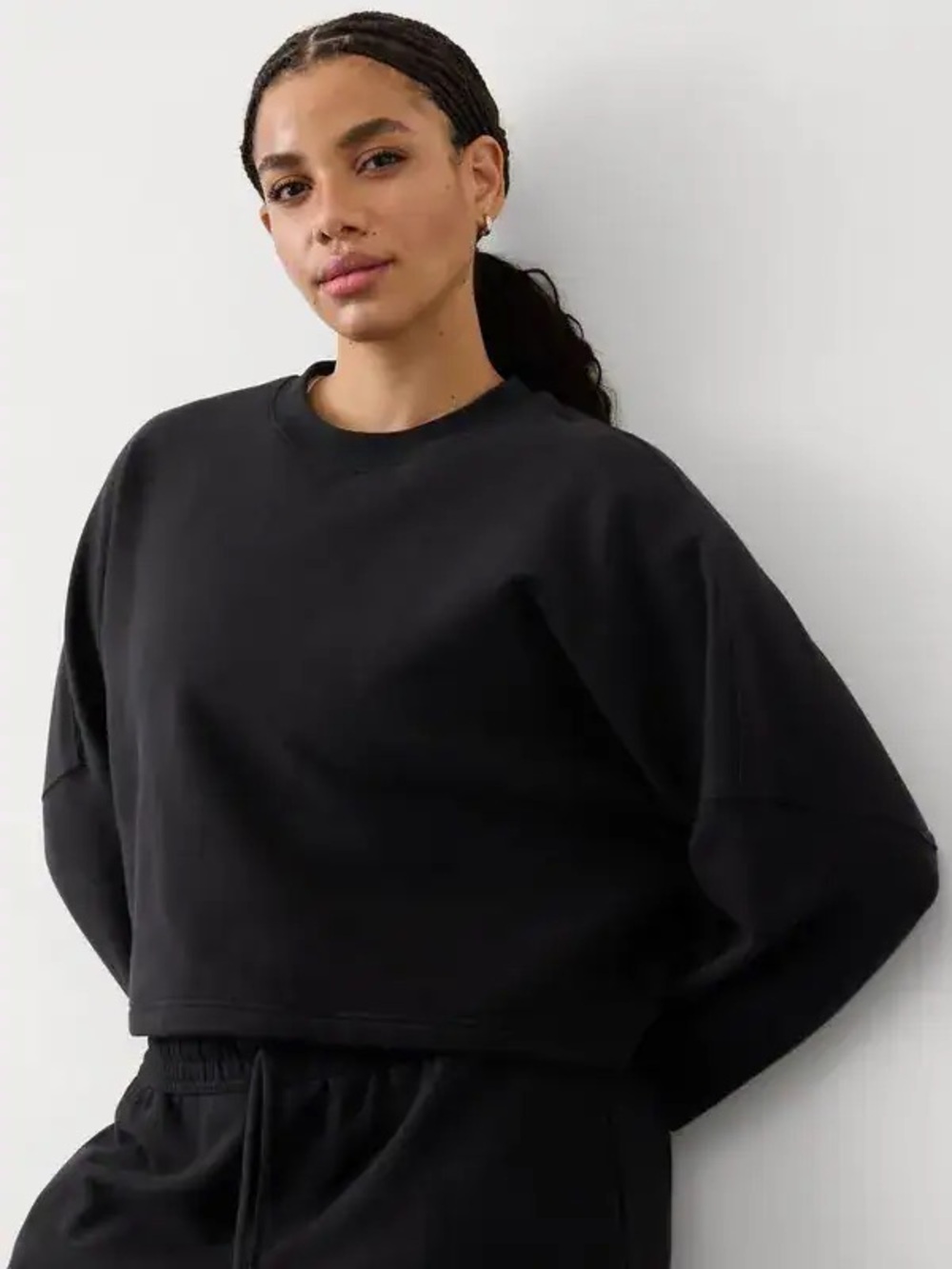 Athleta Forever Fleece Dolman Crop Sweatshirt